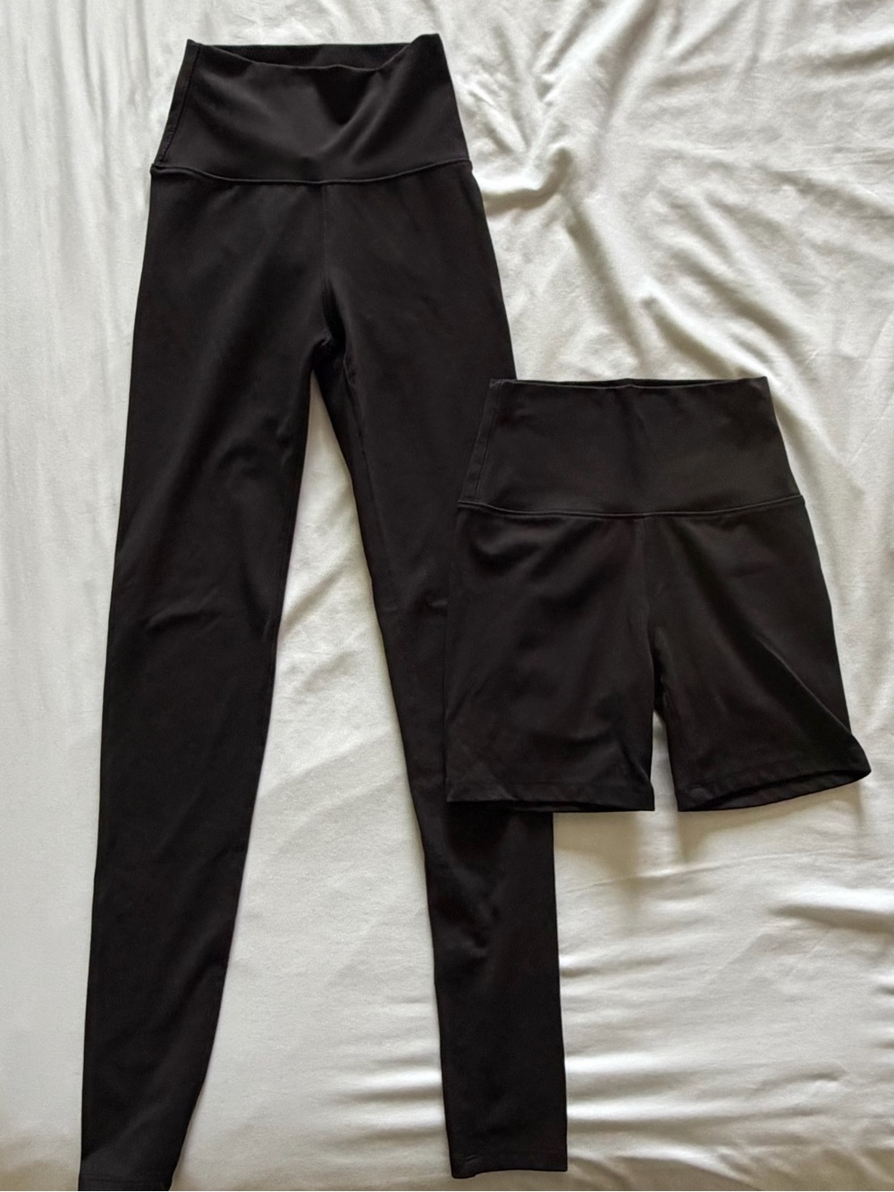 High-Waist Black Kids Active Leggings and Bike Shorts Set